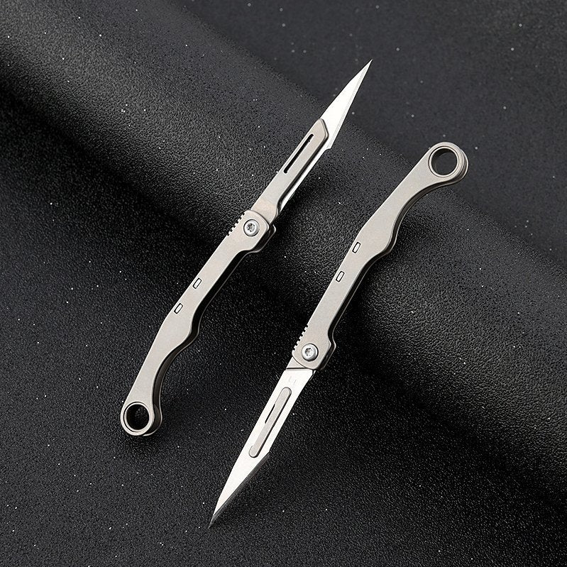 MASALONG MA-TY-028 Titanium alloy Eagle Falcon Mini Knife, Sharp Art Paper Cutting Knife, Interchangeable Blade, Portable Keychain, Express Knife