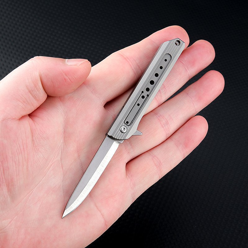 MASALONG MA-TY-044 Mini faca de liga de titânio, faca dobrável de aço D2 afiada, chaveiro portátil, desempacotamento, faca de entrega expressa, faca de frutas de autodefesa