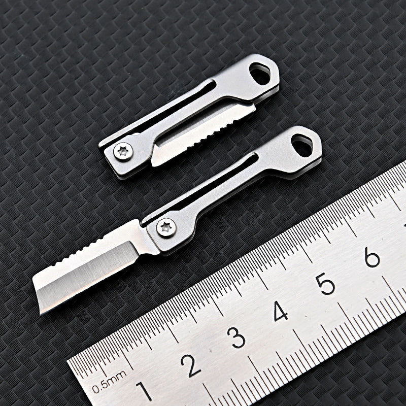 MASALONG MA-TY-005 Mini navaja plegable de acero inoxidable con cabeza cuadrada, afilada, portátil, con caja abierta, pequeña, llavero, colgante, portátil, navaja de bolsillo