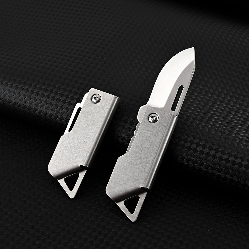 MASALONG MA-TY-003 D2 Cuchillo plegable pequeño de acero con cañón, afilado para abrir cajas rápidas, llavero colgante, cuchillo portátil para exteriores, autodefensa