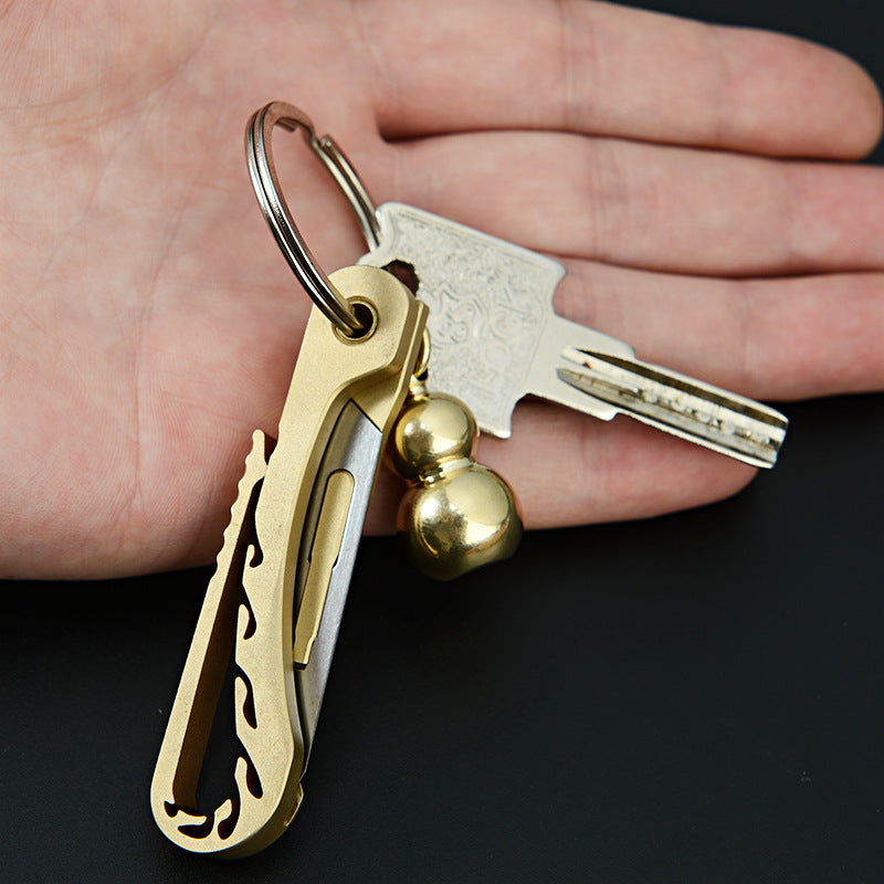 MASALONG MA-TY-069 Brass Keychain Knife Edge Art Knife Portable Delivery Knife Commemorative Kobe Mamba Knife
