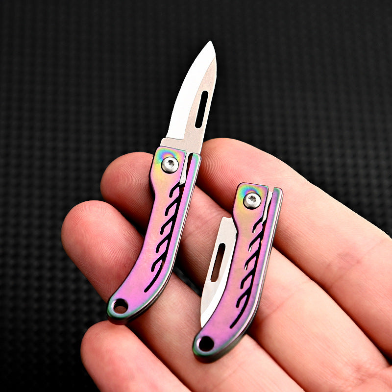 MASALONG MA-TY-048 Mini cuchillo plegable de aleación de titanio Llavero portátil con acero D2 de alta dureza Cuchillo afilado Cuchillo de entrega portátil y sin embalaje