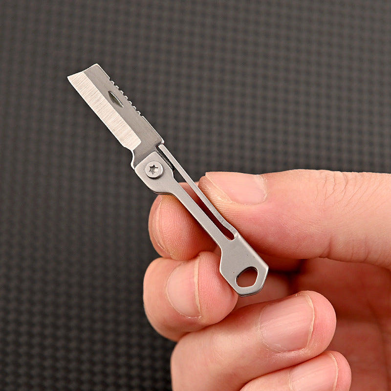 MASALONG MA-TY-005 Mini navaja plegable de acero inoxidable con cabeza cuadrada, afilada, portátil, con caja abierta, pequeña, llavero, colgante, portátil, navaja de bolsillo