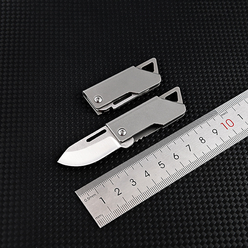 MASALONG MA-TY-003 D2 Cuchillo plegable pequeño de acero con cañón, afilado para abrir cajas rápidas, llavero colgante, cuchillo portátil para exteriores, autodefensa