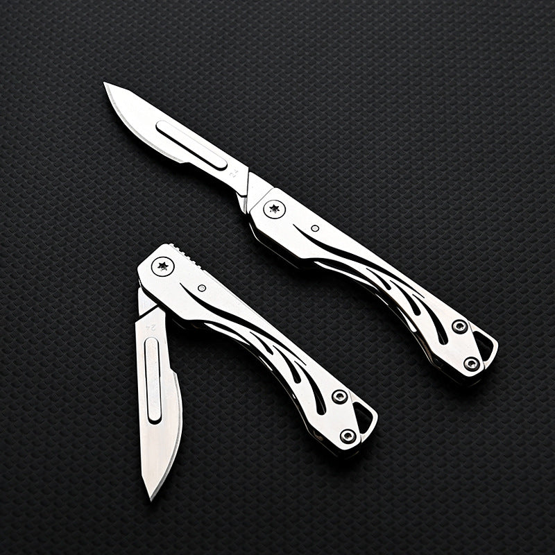 MASALONG MA-TY-017 Tanghua Stainless Steel Folding Art Knife with Sharp Cutting Paper Knife, Interchangeable Blade, Portable unboxing and unpacking, Express Keychain Knife
