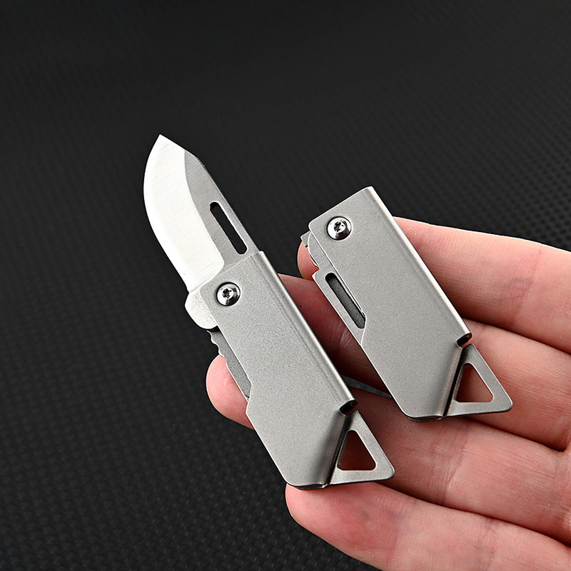 MASALONG MA-TY-003 D2 Cuchillo plegable pequeño de acero con cañón, afilado para abrir cajas rápidas, llavero colgante, cuchillo portátil para exteriores, autodefensa