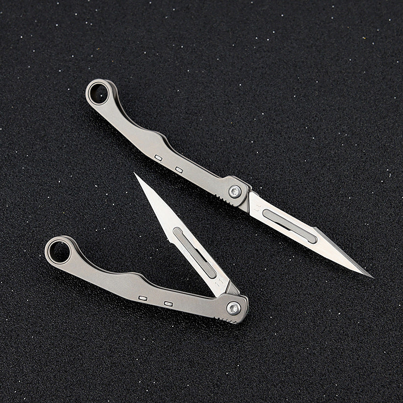 MASALONG MA-TY-028 Titanium alloy Eagle Falcon Mini Knife, Sharp Art Paper Cutting Knife, Interchangeable Blade, Portable Keychain, Express Knife