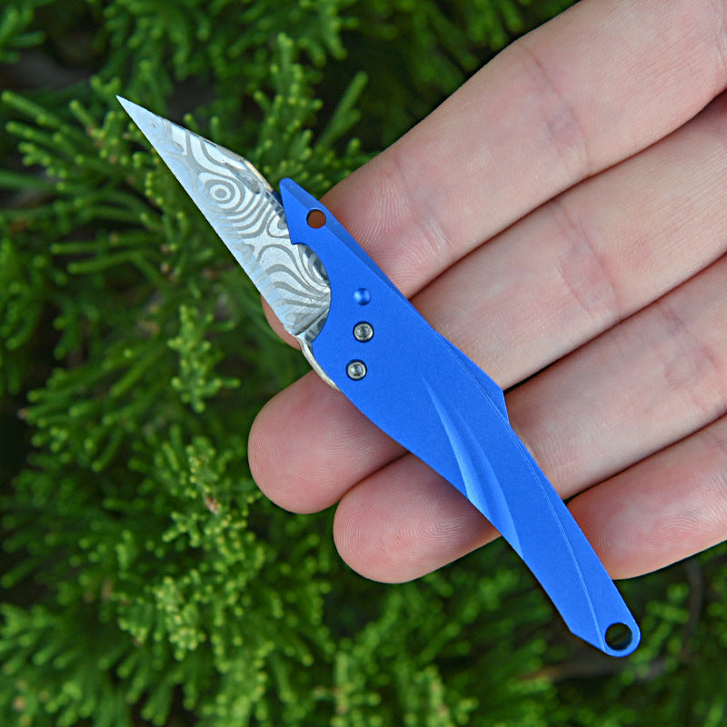 MASALONG MA-TY-070 Cuchillo Blue Fin original, mini cuchillo afilado con llavero, cuchillo portátil para abrir cajas exprés sin embalaje, cuchillo portátil de autodefensa para frutas