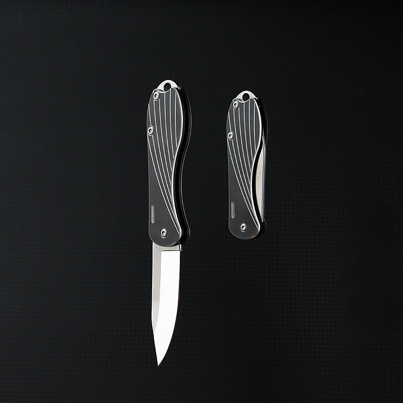 MASALONG MA-TY-049 Black Butterfly Knife, Sharp Stainless Steel Mini Folding Knife, Portable Keychain, Hanging Accessories, Unpacking, Express Delivery, Box Opening Knife, Fruit Knife