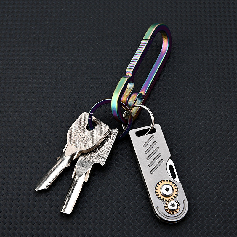 MASALONG MA-TY-059 Titanium alloy gear small blade with sharp edge and high hardness D2 steel mini folding knife, portable keychain, unboxing and express delivery knife