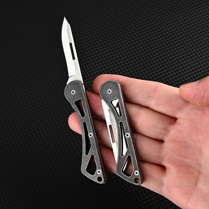 MASALONG MA-TY-033 Mini faca dobrável de aço inoxidável, faca portátil afiada para atividades ao ar livre, faca de frutas de autodefesa, chaveiro portátil, desempacotamento, faca de entrega expressa