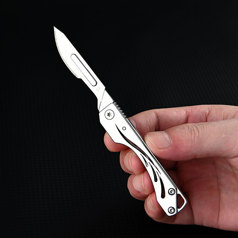 MASALONG MA-TY-017 Tanghua Stainless Steel Folding Art Knife with Sharp Cutting Paper Knife, Interchangeable Blade, Portable unboxing and unpacking, Express Keychain Knife