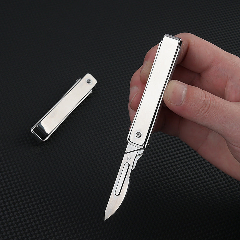 MASALONG MA-TY-035 Cuchillo plegable creativo para arte, cuchillo afilado para cortar papel, cuchillo portátil para abrir cajas, cuchillo pequeño exprés, cuchilla quirúrgica de acero inoxidable reemplazable