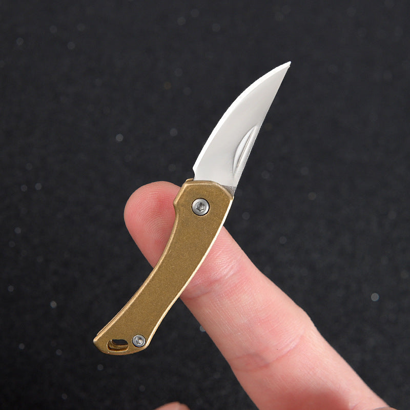 MASALONG MA-TY-051 Retro Brass Rhinoceros Knife Mini Folding Knife Sharp Self Defense Tool Portable Keychain Unpacking Express Knife