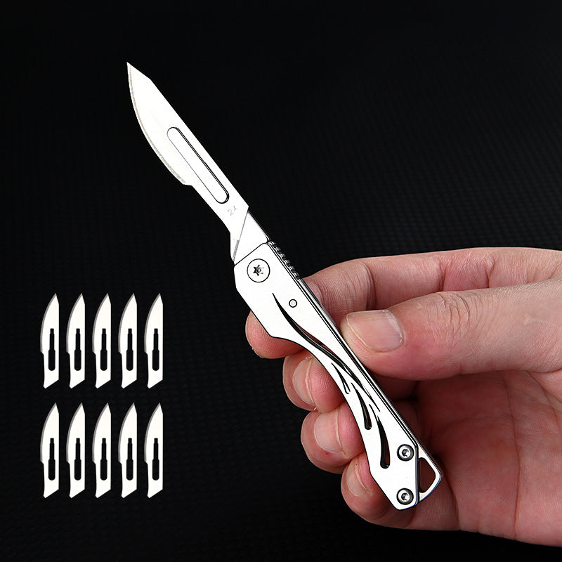 MASALONG MA-TY-017 Tanghua Stainless Steel Folding Art Knife with Sharp Cutting Paper Knife, Interchangeable Blade, Portable unboxing and unpacking, Express Keychain Knife