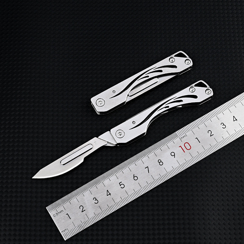MASALONG MA-TY-017 Tanghua Stainless Steel Folding Art Knife with Sharp Cutting Paper Knife, Interchangeable Blade, Portable unboxing and unpacking, Express Keychain Knife