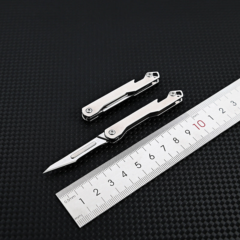 MASALONG MA-TY-006 Stainless steel mini folding knife, sharp art paper cutting knife, replaceable blade, portable unboxing, unpacking, express delivery keychain, small knife