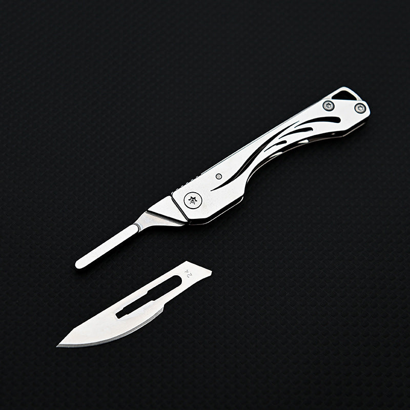 MASALONG MA-TY-017 Tanghua Stainless Steel Folding Art Knife with Sharp Cutting Paper Knife, Interchangeable Blade, Portable unboxing and unpacking, Express Keychain Knife