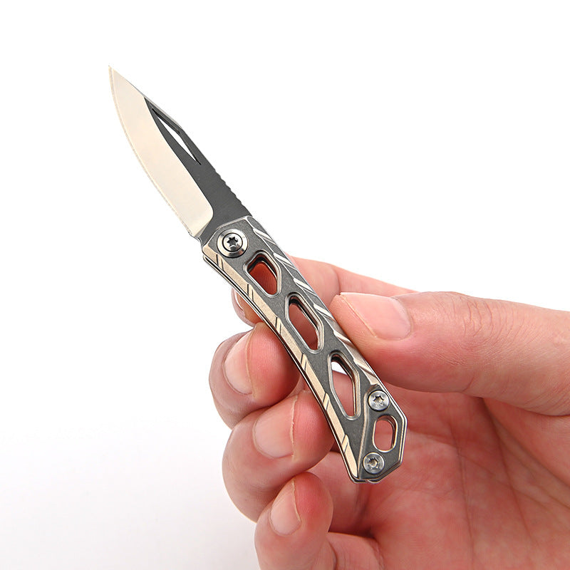 MASALONG MA-TY-063 D2 Steel Folding Knife Titanium Alloy Small Knife Sharp Portable Keychain Hanger Disassembly Express Box Opening Knife Self Defense Fruit Knife