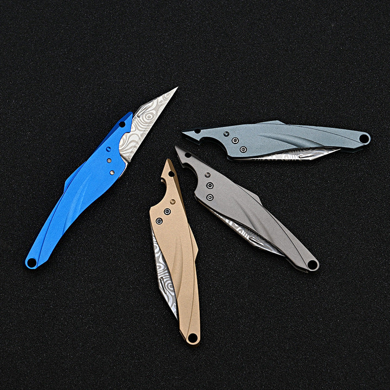 MASALONG MA-TY-070 Cuchillo Blue Fin original, mini cuchillo afilado con llavero, cuchillo portátil para abrir cajas exprés sin embalaje, cuchillo portátil de autodefensa para frutas