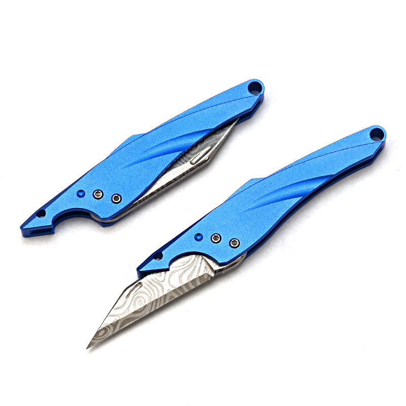 MASALONG MA-TY-070 Cuchillo Blue Fin original, mini cuchillo afilado con llavero, cuchillo portátil para abrir cajas exprés sin embalaje, cuchillo portátil de autodefensa para frutas