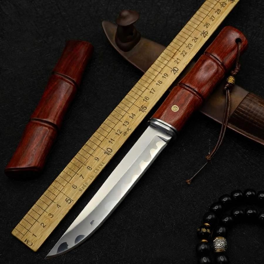 MASALONG Japanese Style Outdoor Utility Knife - Three-Layer Steel Blade