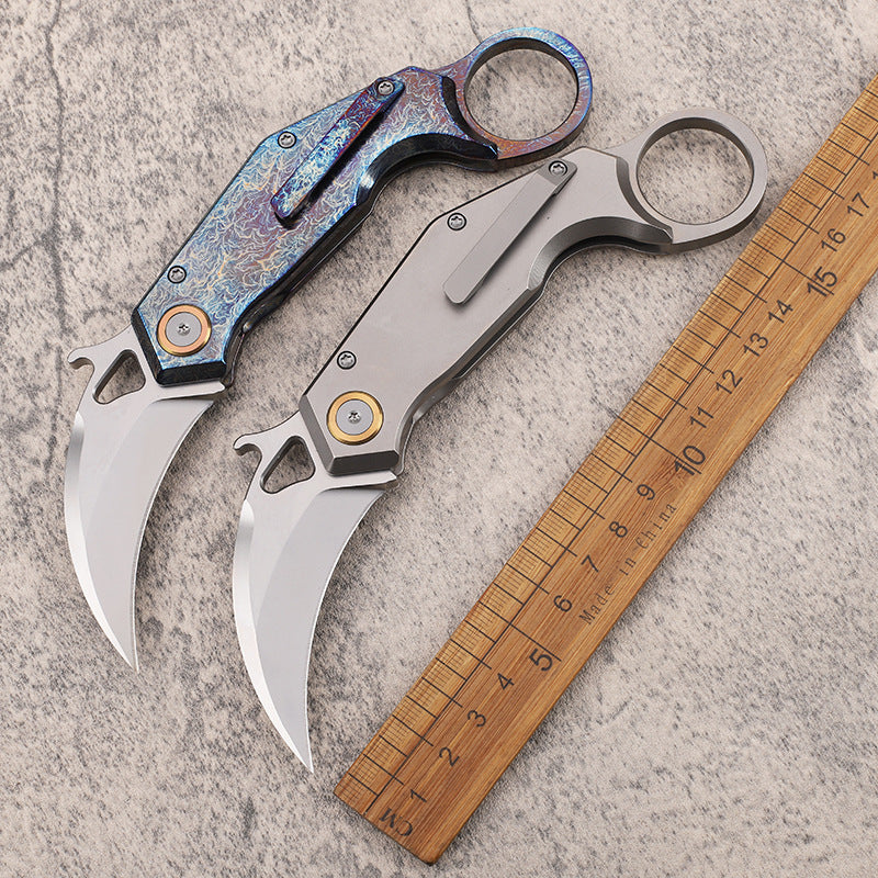 MASALONG 14C28N Steel Folding Karambit EDC Utility Knife -TC4 Titanium Handle KNI-FD-022