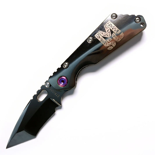 Masalong MH382-DLC Tank Titanium Alloy Folding Knife High Hardness Camping Survival Portable Multi purpose Full Mirror