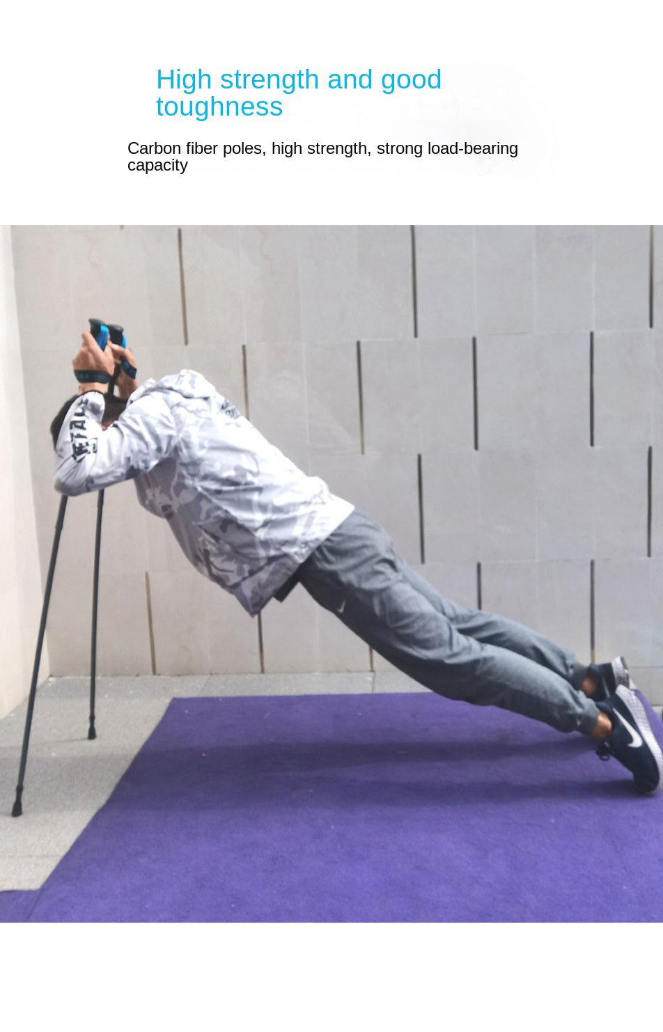 MA-QLM-006 Dobrável S01 Escalada Bastão 3K Fibra de Carbono Escalada Bastão Fivela de Metal Elástico Fibra de Carbono