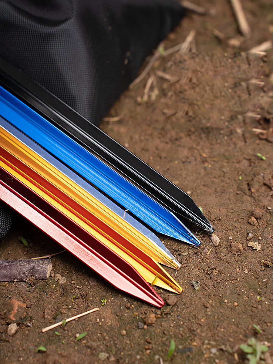 Prego de aterramento triangular MA-WY-011 acessórios para barracas ao ar livre prego de aterramento de liga de alumínio reforçado com dossel à prova de vento prego de aterramento com corda