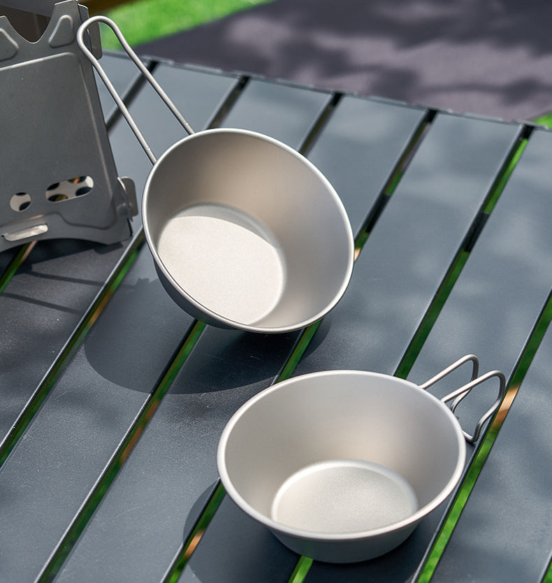 Cuenco plegable para nieve de titanio puro para exteriores MA-XXT-013, cuenco para arroz, cuenco portátil de titanio puro, vajilla especial para picnic y acampada
