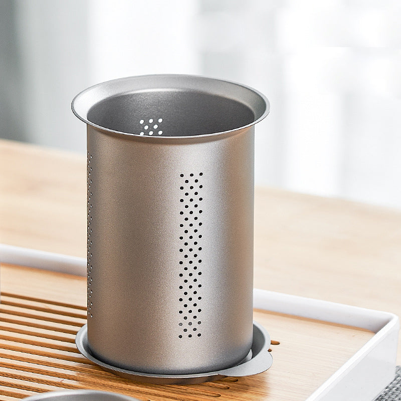 Juego de té de viaje de titanio puro, juego de kung fu para exteriores MA-XXT-023, taza Kuaike portátil, tetera de doble capa simple para el hogar, portátil