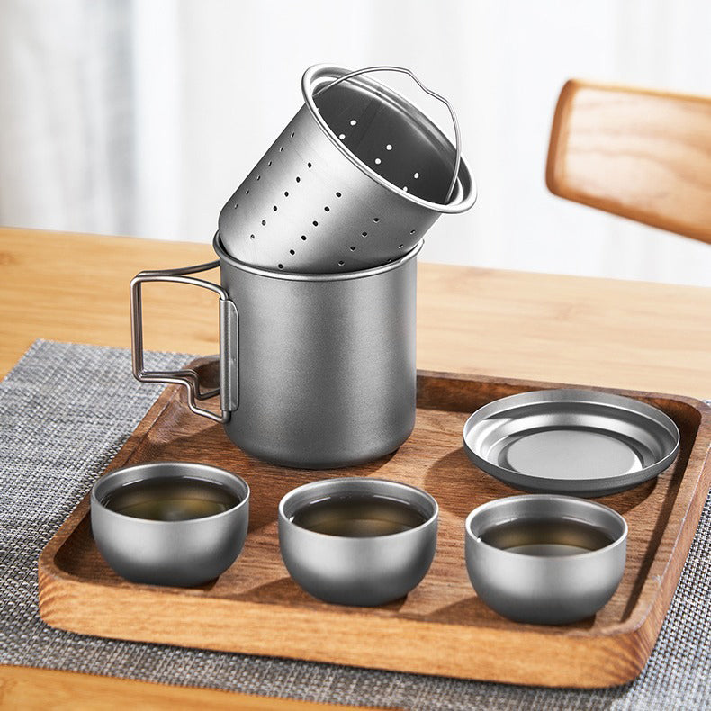 Caneca de acampamento para viagem ao ar livre de titânio puro MA-XXT-026, máquina de chá