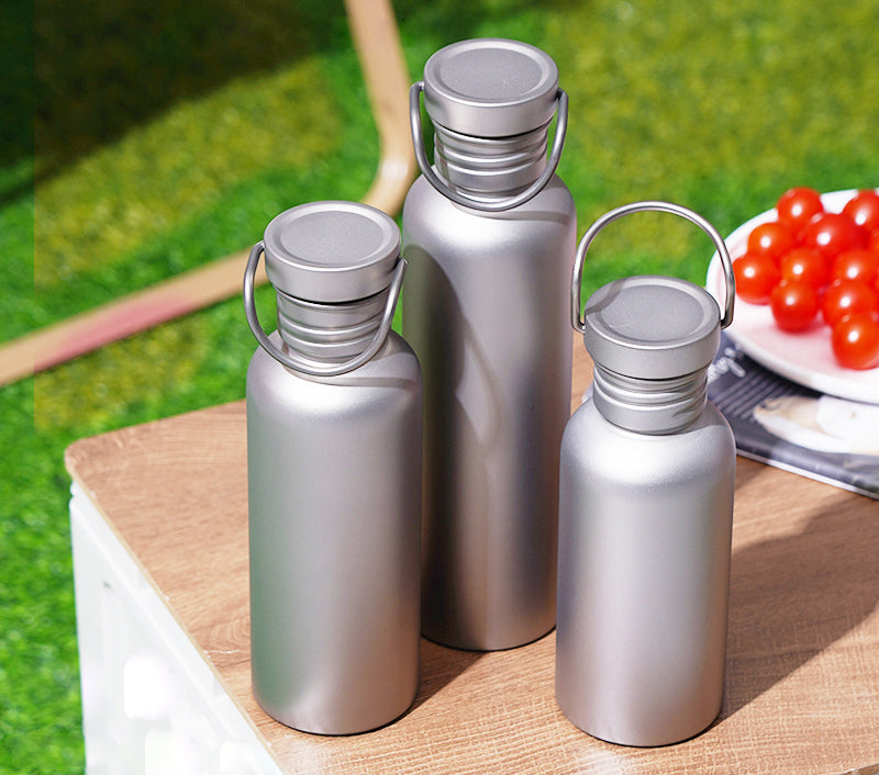 Botella de agua para deportes al aire libre de ciclismo de titanio puro, MA-XXT-037, botella de agua para acampar de una sola capa, puede hervir agua, botella de agua para senderismo