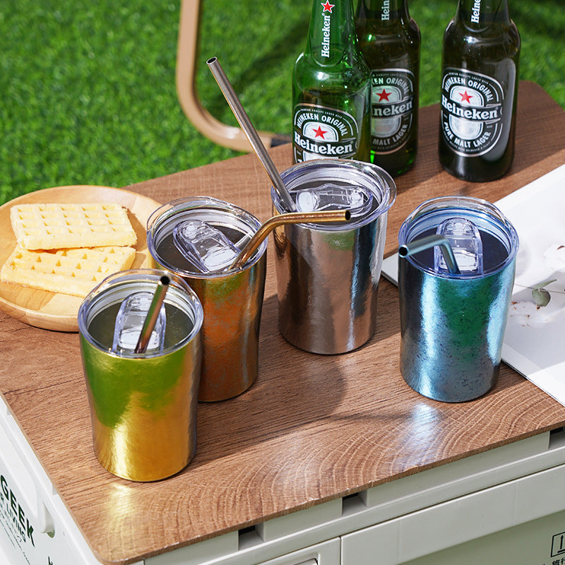 Taza de agua y cerveza de titanio puro con forma de flor de hielo, taza con boca de metal de doble capa MA-XXT-041, taza de té para exteriores, taza informal de aleación de titanio