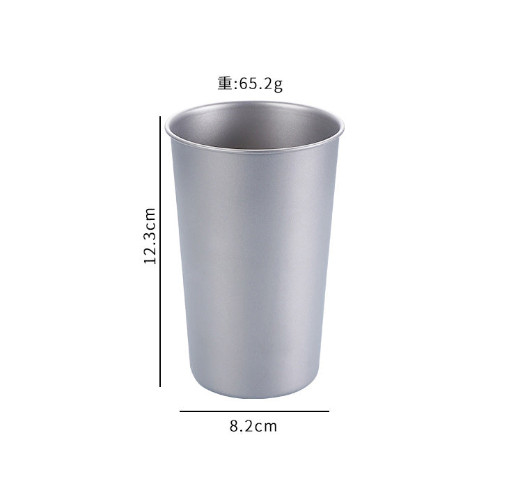 Vaso de cerveza de una sola capa de titanio puro para uso doméstico al aire libre, vaso de titanio esmerilado MA-XXT-042, vaso de boca grande para bebidas portátil resistente al calor, vaso de agua