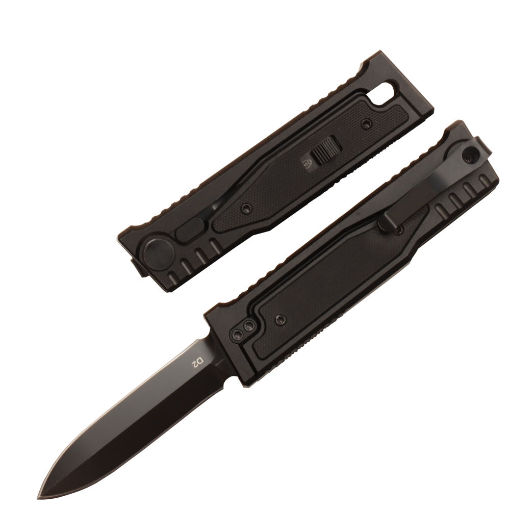 MASALONG Survival Camping D2 Folding Knife Outdoor Edc Tactical Knife with Aviation Aluminum Alloy Tool Handle in Titanium Plating kni265 gravity knife
