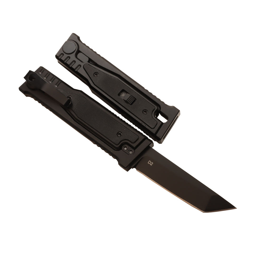 MASALONG Survival Camping D2 Folding Knife Outdoor Edc Tactical Knife with Aviation Aluminum Alloy Tool Handle in Titanium Plating kni265 gravity knife