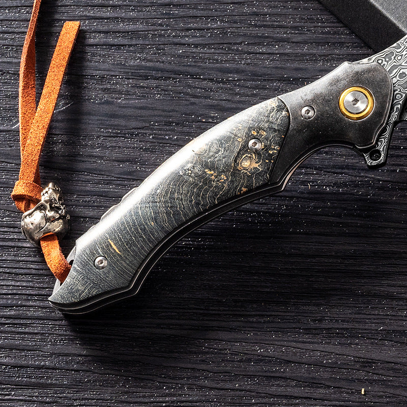 Kni282 Outdoor Folding Knife Camping Wilderness Survival Portable Knife 73 Layer VG10 High Hardness Stable Wood Handle Outdoor Knife