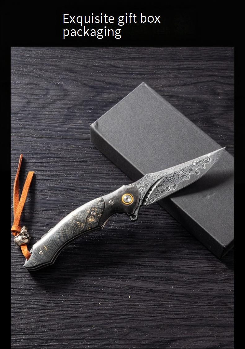 Kni282 Outdoor Folding Knife Camping Wilderness Survival Portable Knife 73 Layer VG10 High Hardness Stable Wood Handle Outdoor Knife