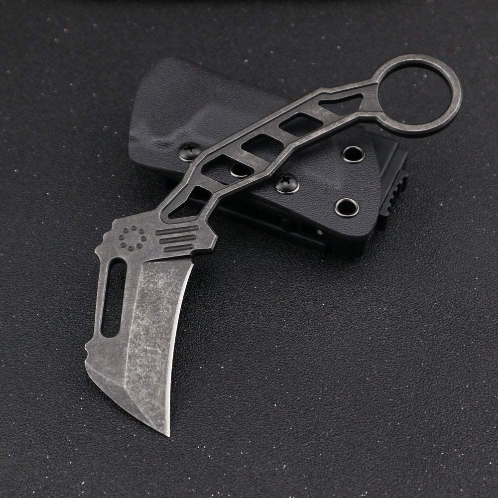MASALONG KNI186 Cuchillo de garra Haima con mango hueco de karambit y funda de kydex