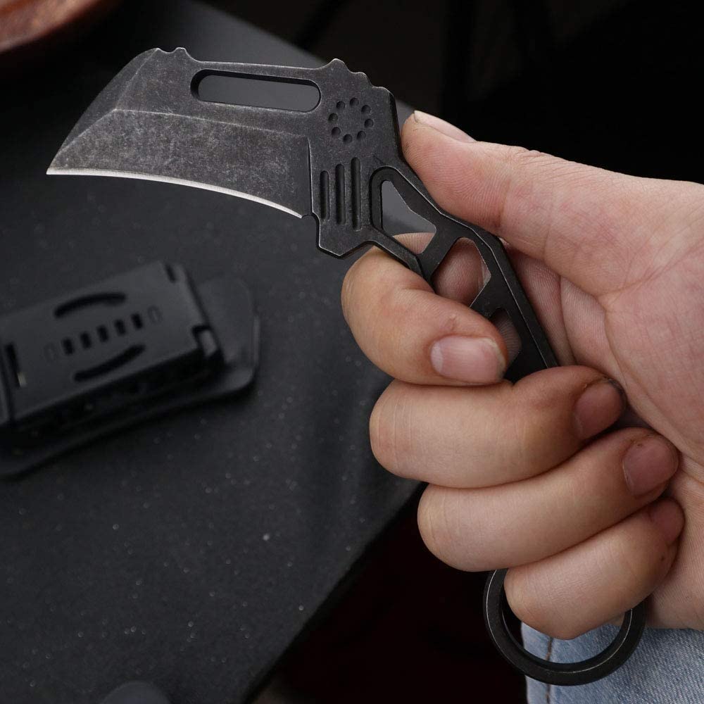 MASALONG KNI186 Cuchillo de garra Haima con mango hueco de karambit y funda de kydex