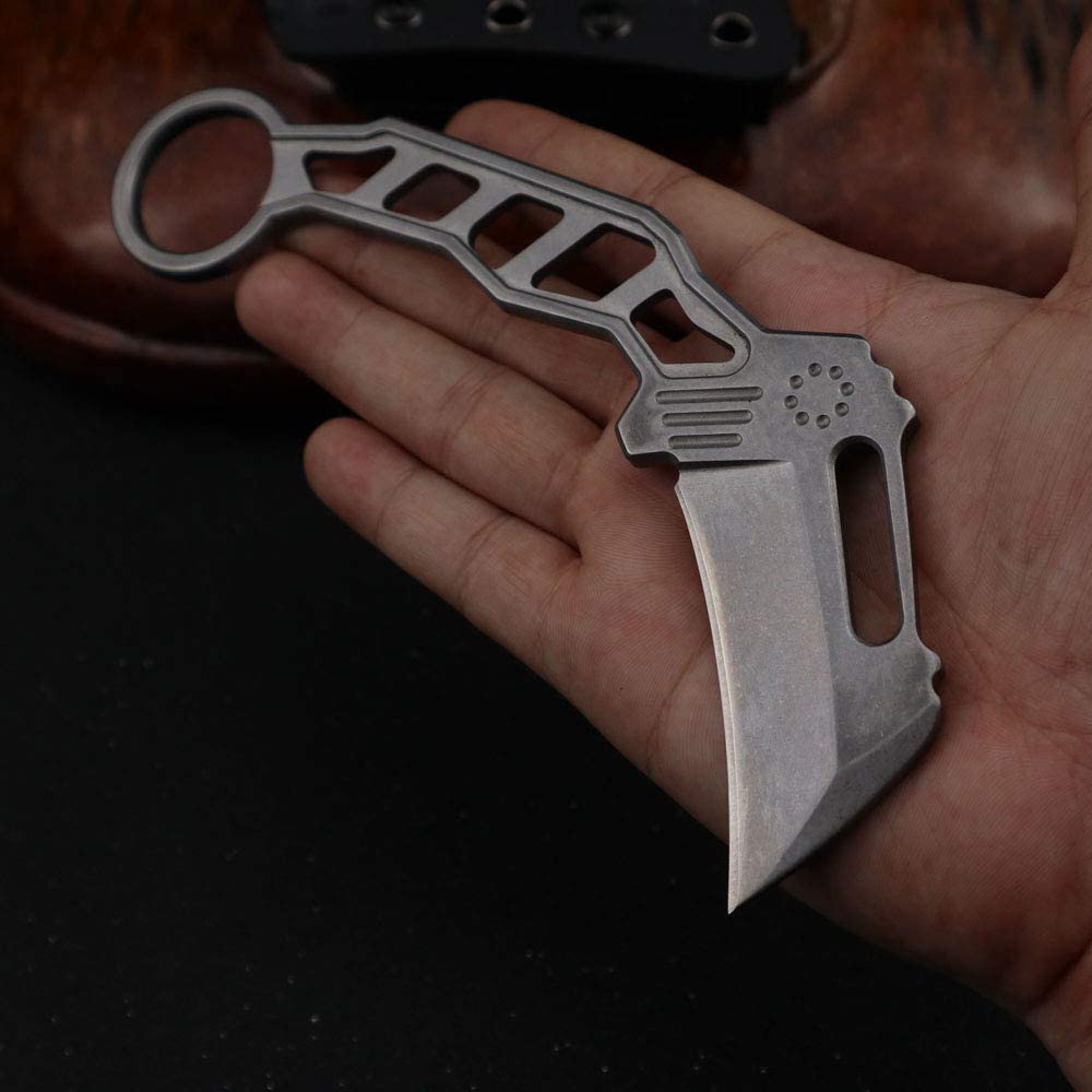 MASALONG KNI186 Cuchillo de garra Haima con mango hueco de karambit y funda de kydex