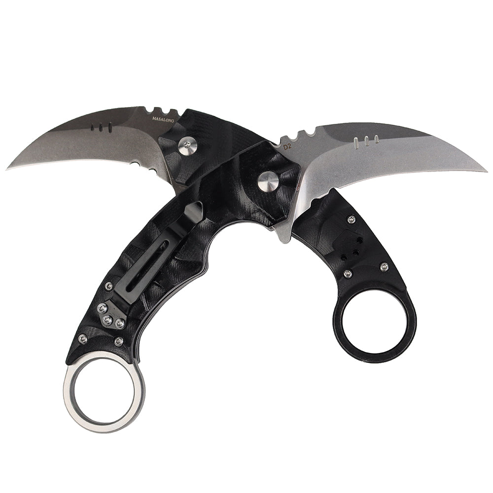MASALONG kni204 Outdoor Survival Claw Tactical faca dobrável D2 Aço facas EDC
