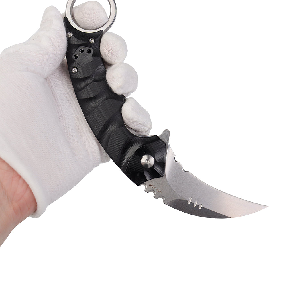 MASALONG kni204 Outdoor Survival Claw Tactical faca dobrável D2 Aço facas EDC