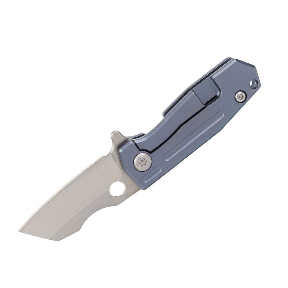 MASALONG Kni209 Liga de Titânio Azul Cabo D2 Lâmina de Aço Pequena Mini Faca de Pescoço Dobrável