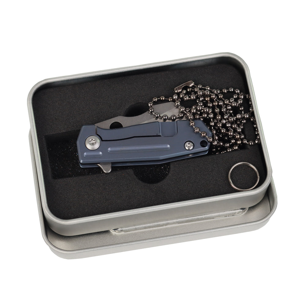 MASALONG Kni209 Liga de Titânio Azul Cabo D2 Lâmina de Aço Pequena Mini Faca de Pescoço Dobrável