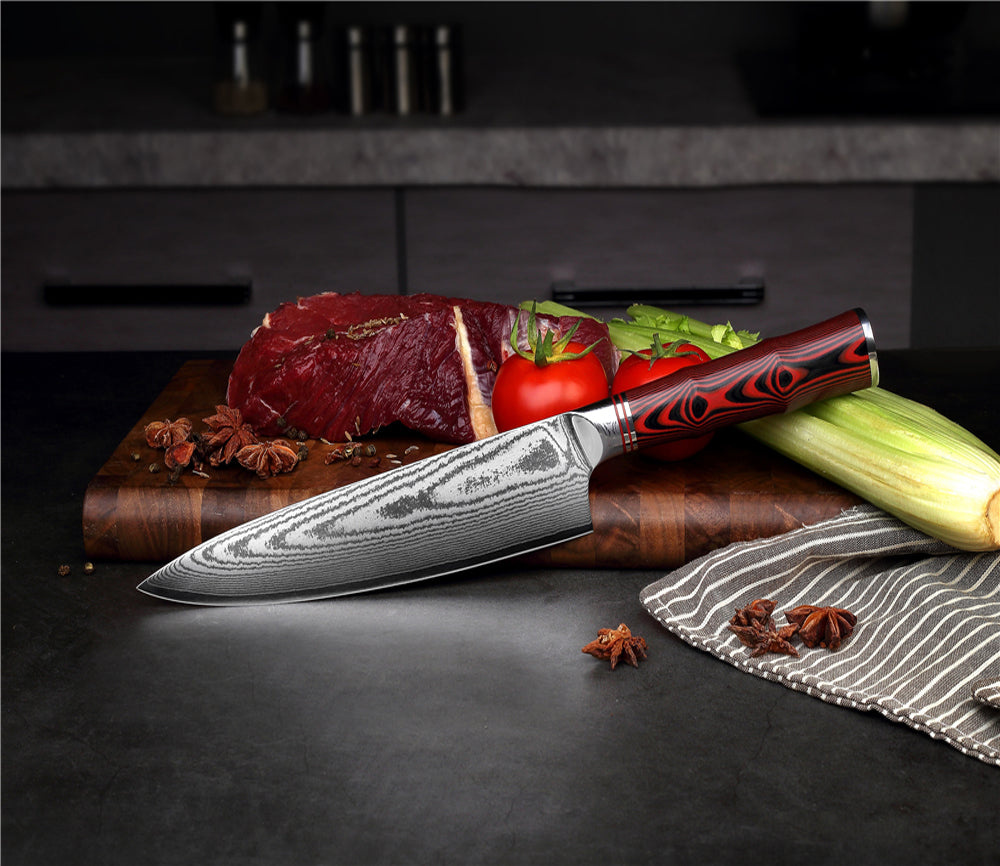 MASALONG Kitchen 7 VG10 Aço Damasco Facas de Chef Utilitárias de Alta Qualidade Cutelo Afiado Faca de Presente para Fatiar