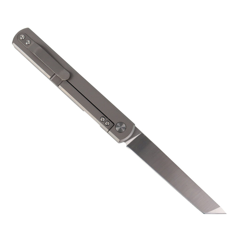 Navaja plegable EDC para acampar al aire libre con mango de aleación de titanio y fibra de carbono MASALONG kni205 D2