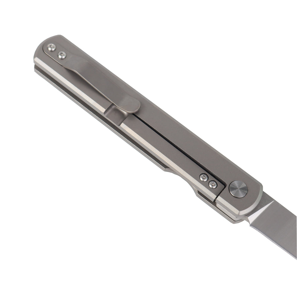 Navaja plegable EDC para acampar al aire libre con mango de aleación de titanio y fibra de carbono MASALONG kni205 D2